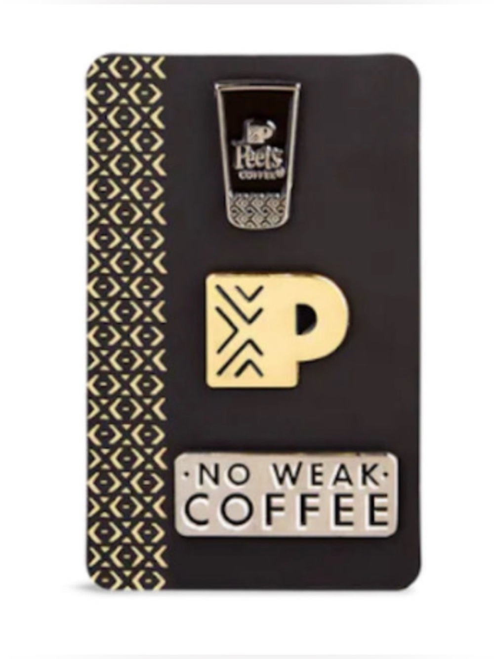 NWT Peets Coffee Enamel Pin Set “No Weak Coffee”